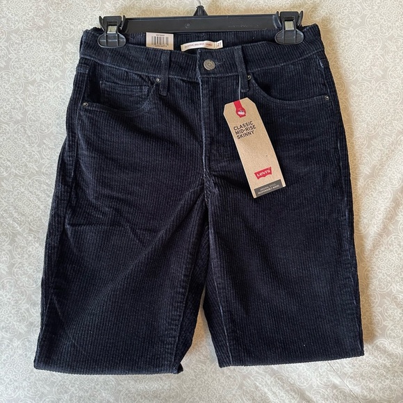 Levi's Corduroy Black Straight Leg Jeans Classic Style - Picture 5 of 7